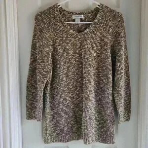 Christopher & Banks‎ Large brown and white cotton sweater